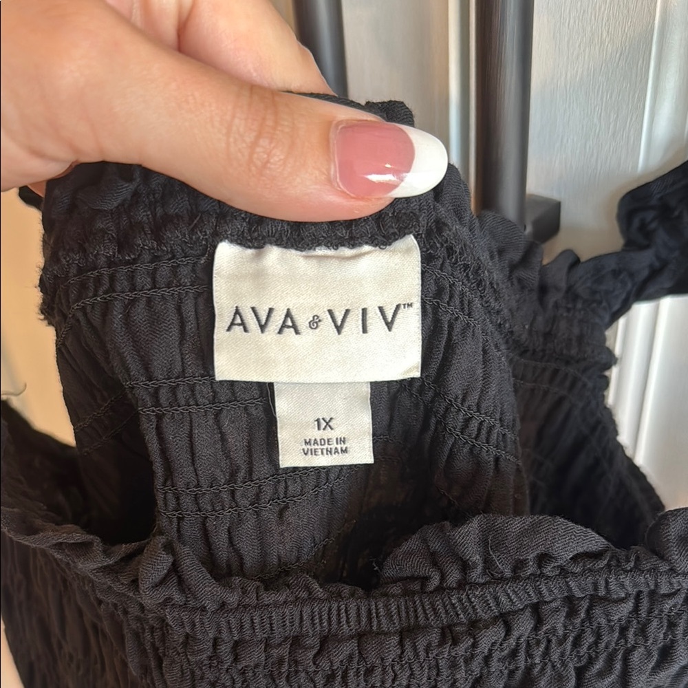 Black Smocked Ruffled Top - Picture 4 of 5